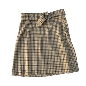 Yellow Plaid Skirt with belt